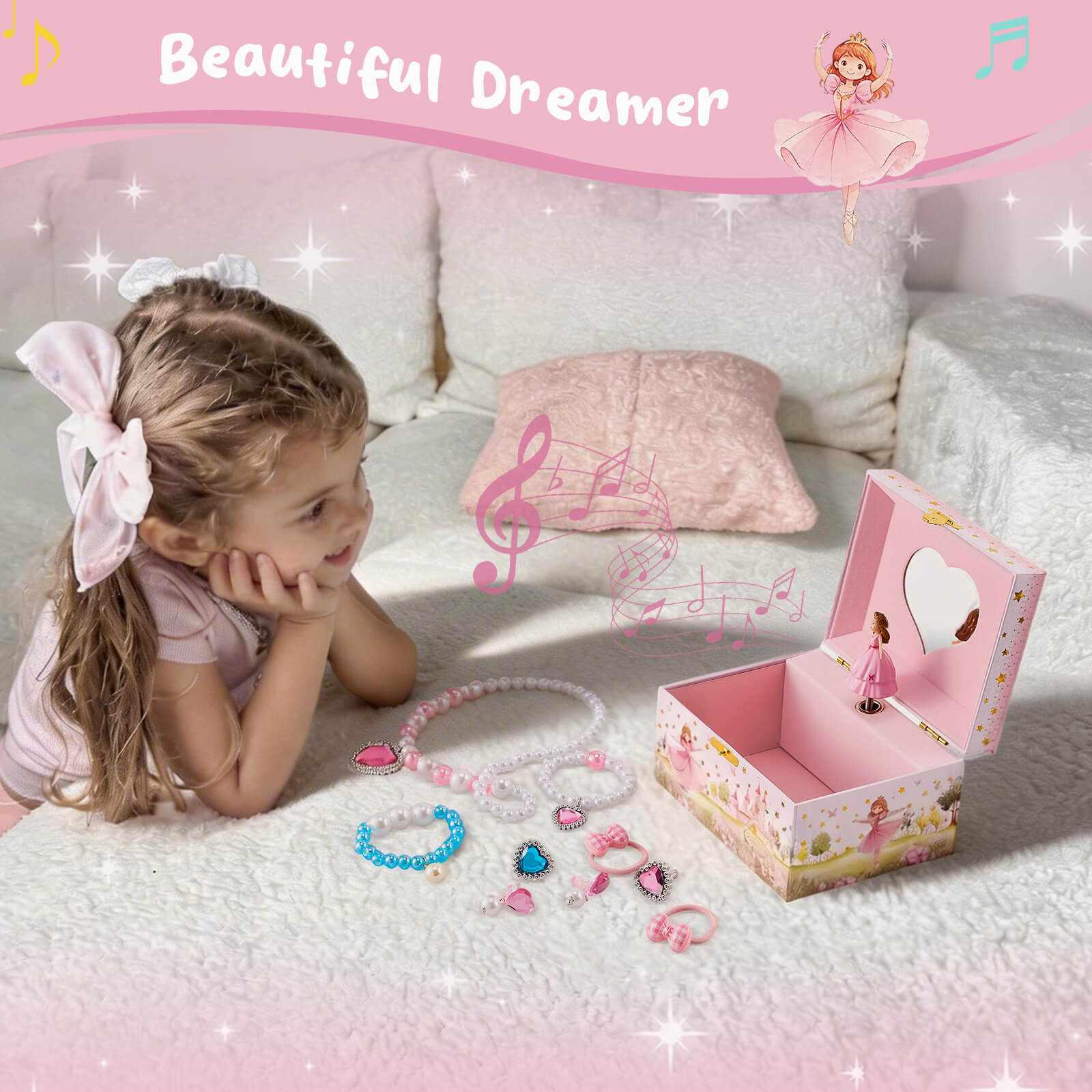 Musical Jewelry Box for Girls - Unicorn / Mermaid / Princess Jewelry Set Optional