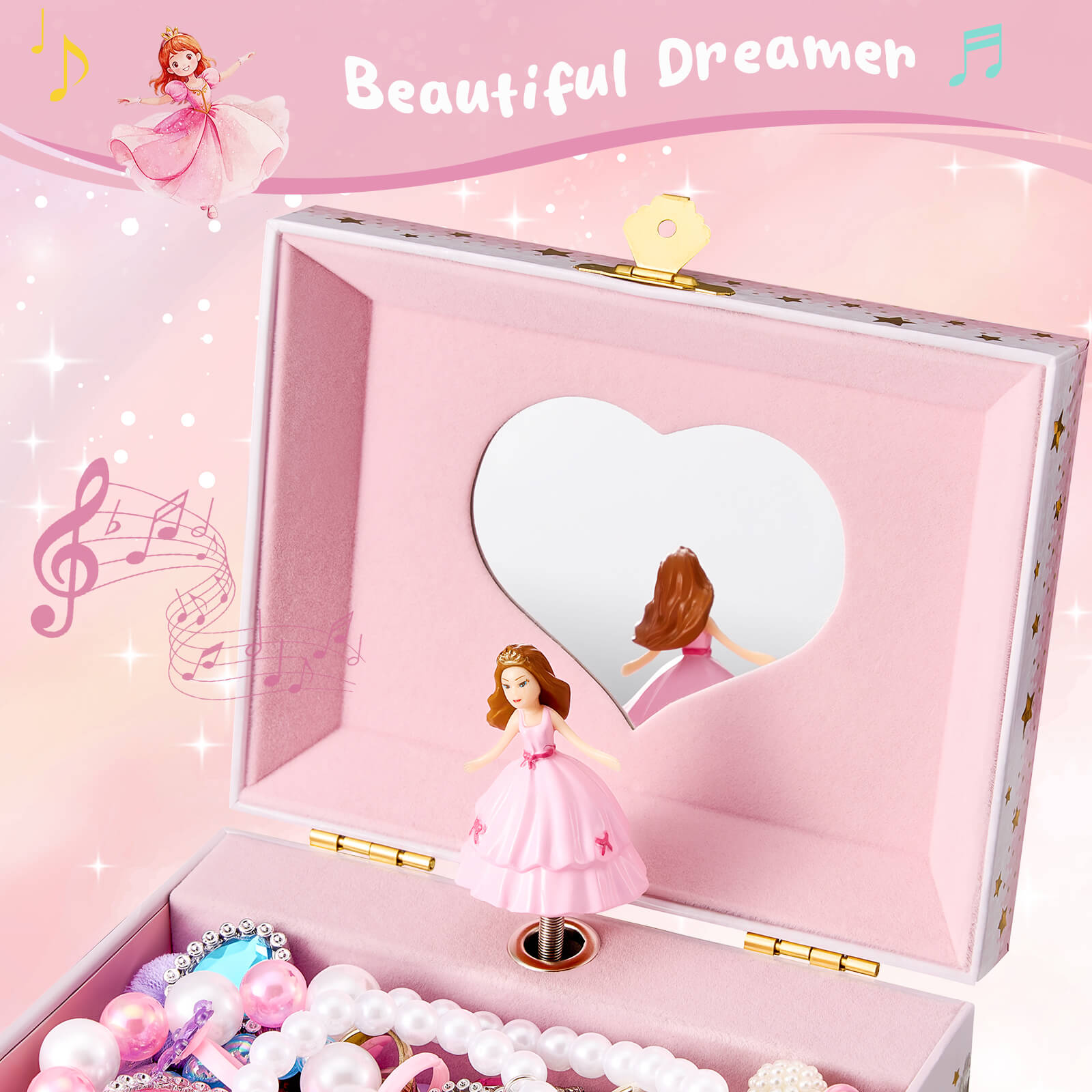 Musical Jewelry Box for Girls - Unicorn / Mermaid / Princess Jewelry Set Optional