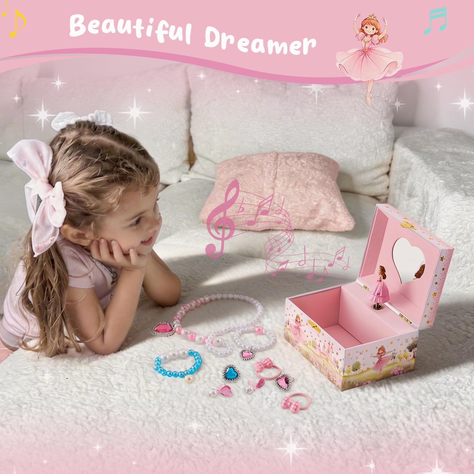 Musical Jewelry Box for Girls - Unicorn / Mermaid Jewelry Set Optional